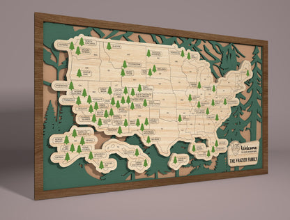 USA National Parks Map SVG Laser Cut File for xTool and Glowforge