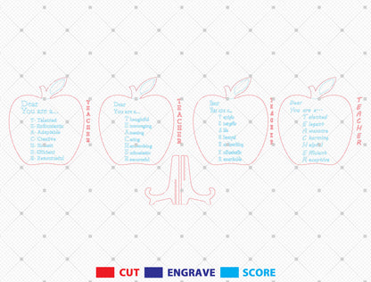 Personalized Teacher Apple Sign SVG Laser Cut File for Glowforge and LightBurn