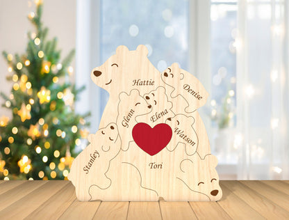 Personalized Family Bear Puzzle SVG for Glowforge and xTool