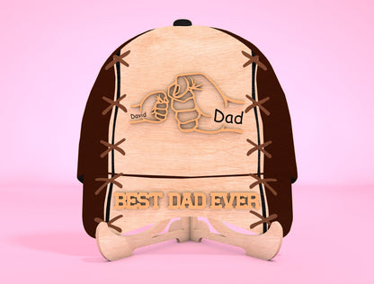 Personalized Best Dad Ever Cap Sign SVG Laser Cut File for Glowforge and xTool