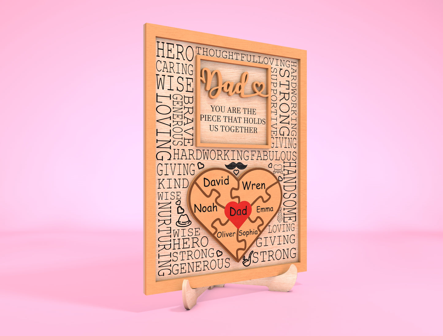 Personalized Dad Puzzle Sign SVG Laser Cut File for Glowforge and LightBurn