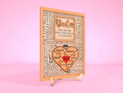 Personalized Dad Puzzle Sign SVG Laser Cut File for Glowforge and LightBurn
