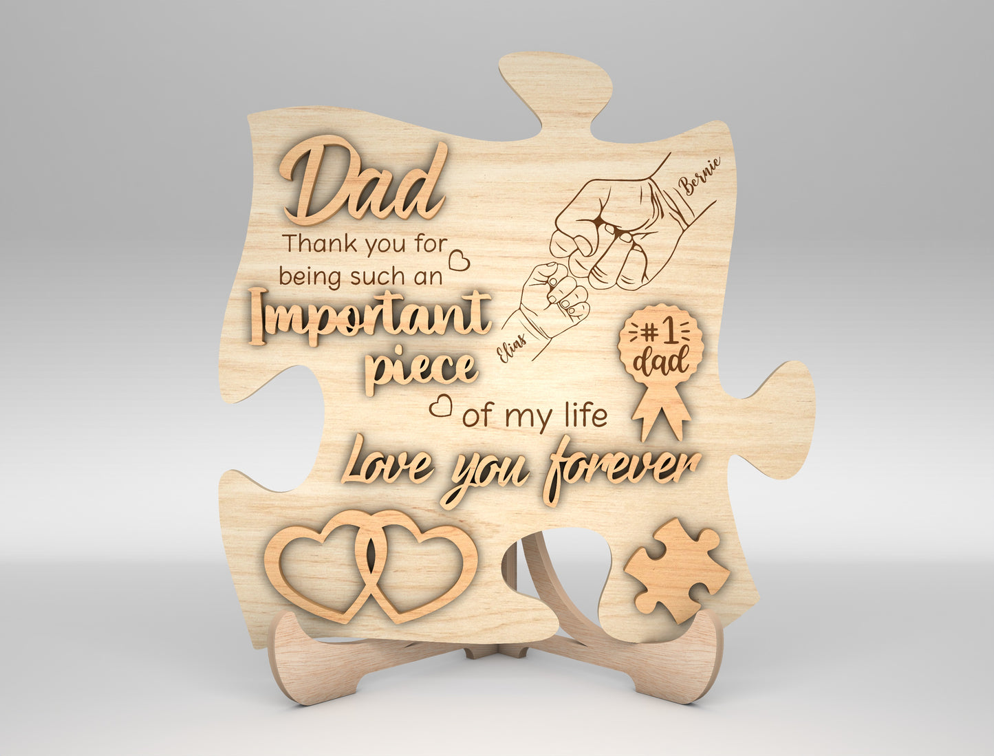 Dad Heart Puzzle Map Sign SVG Laser Cut File for Glowforge and LightBurn