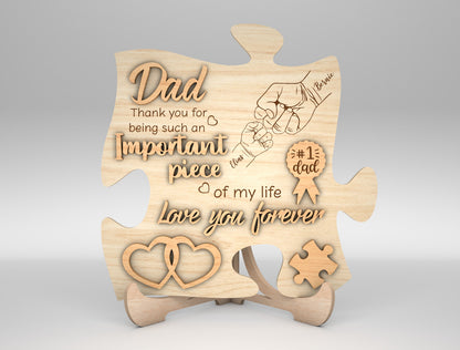Dad Heart Puzzle Map Sign SVG Laser Cut File for Glowforge and LightBurn
