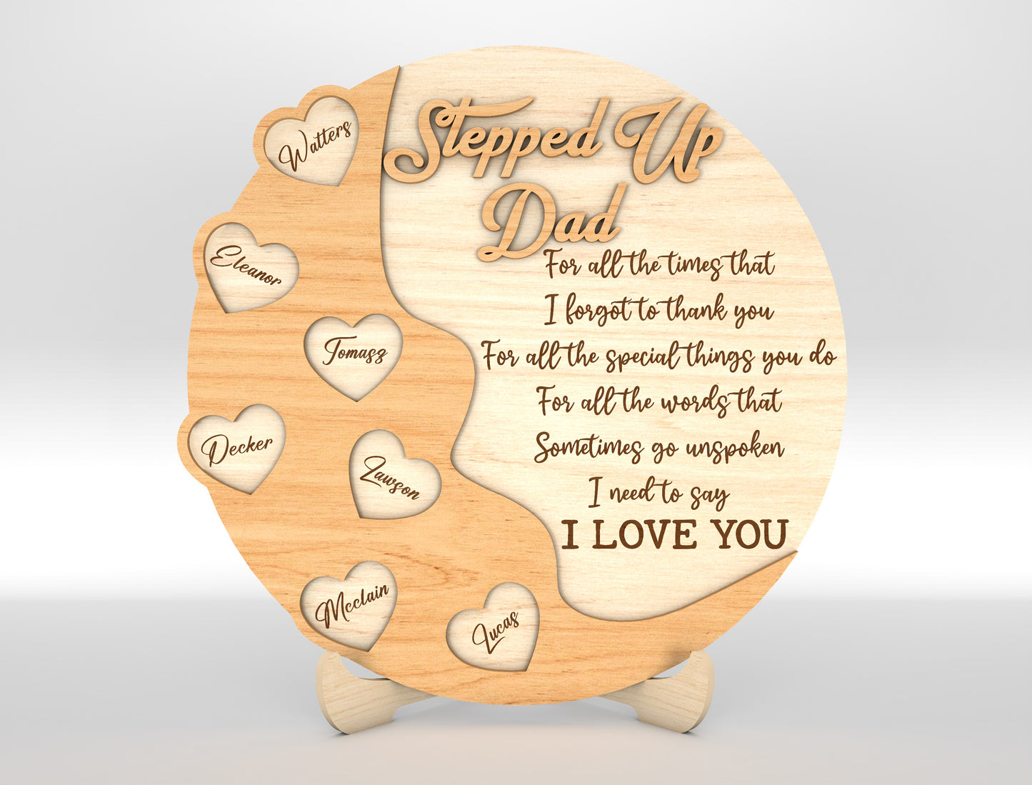 Dad Heart Keepsake Sign SVG Laser Cut File for xTool and Glowforge