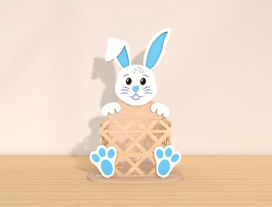 Easter Bunny Basket SVG Wooden Rabbit Egg Basket Spring for Glowforge