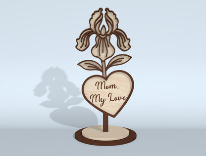 Mother's Day Flower Heart Sign SVG Bundle 16 Designs for LightBurn