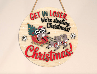 Funny Christmas Round Sign Laser Cut File | Ready to Cut | Glowforge, xTool, LightBurn, etc.