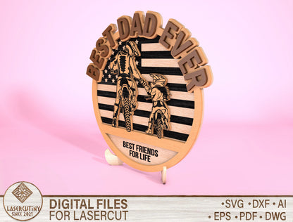 Father Son Patriotic Dad Sign SVG Laser Cut File for Glowforge and xTool