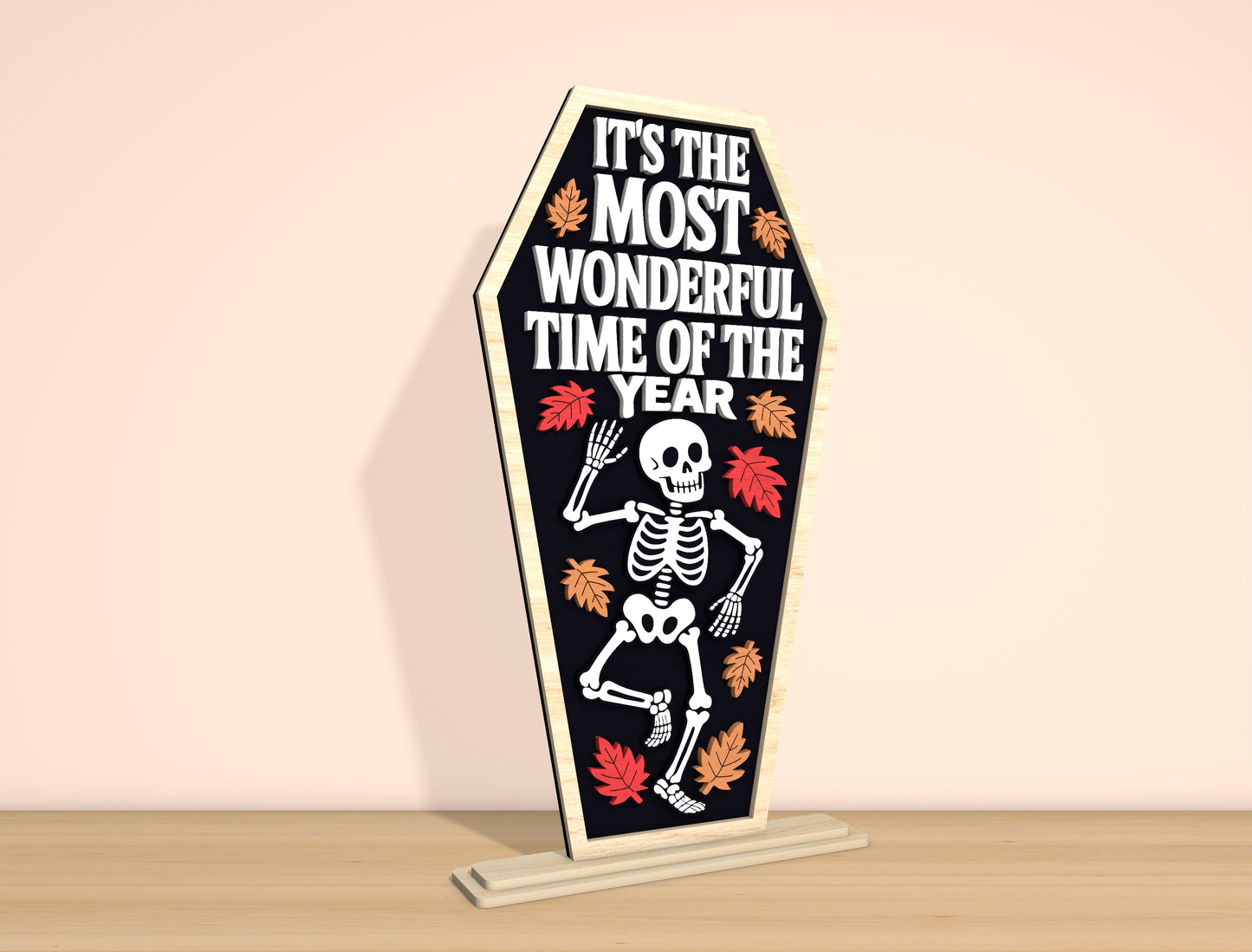 Funny Skeleton Coffin Sign SVG Laser Cut File | 2 Halloween Quote Designs | Spooky Wooden Decor | Glowforge, xTool, LightBurn, etc.