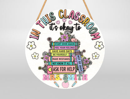 Personalized Rainbow Classroom Door Sign Laser Cut File SVG for Glowforge and LightBurn