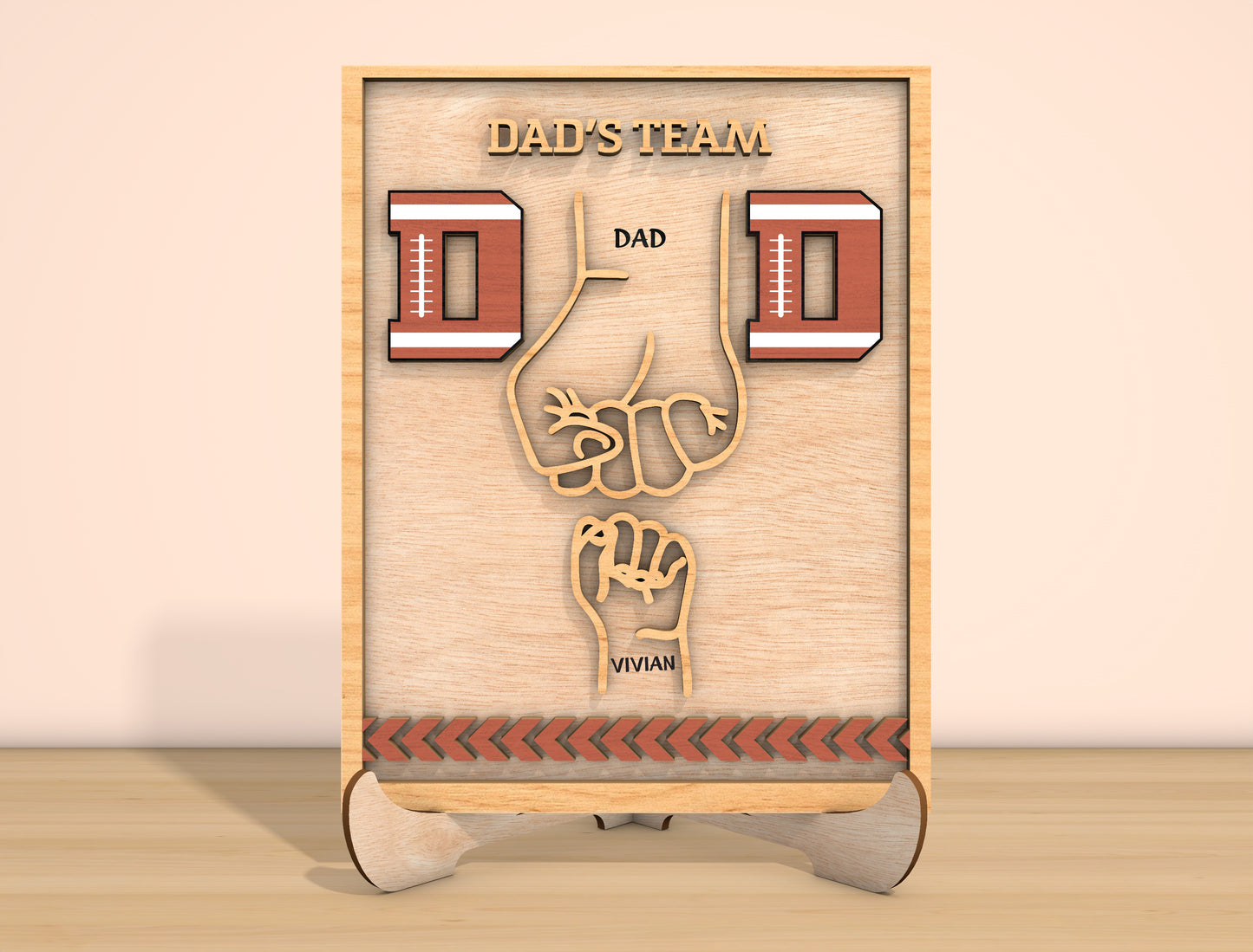 Father's Team Dad Handprint Football Sign SVG Laser Cut File for Glowforge and xTool