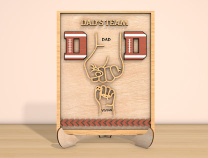 Father's Team Dad Handprint Football Sign SVG Laser Cut File for Glowforge and xTool