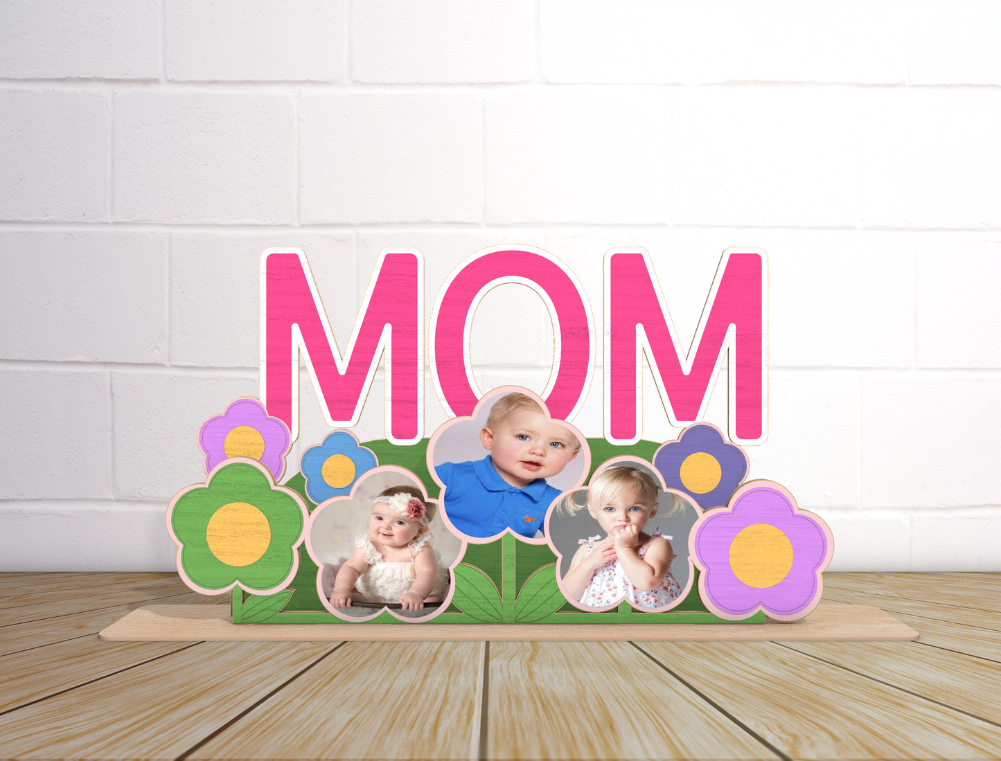 Personalized Mom Grandma Floral Photo Sign SVG for LightBurn and xTool