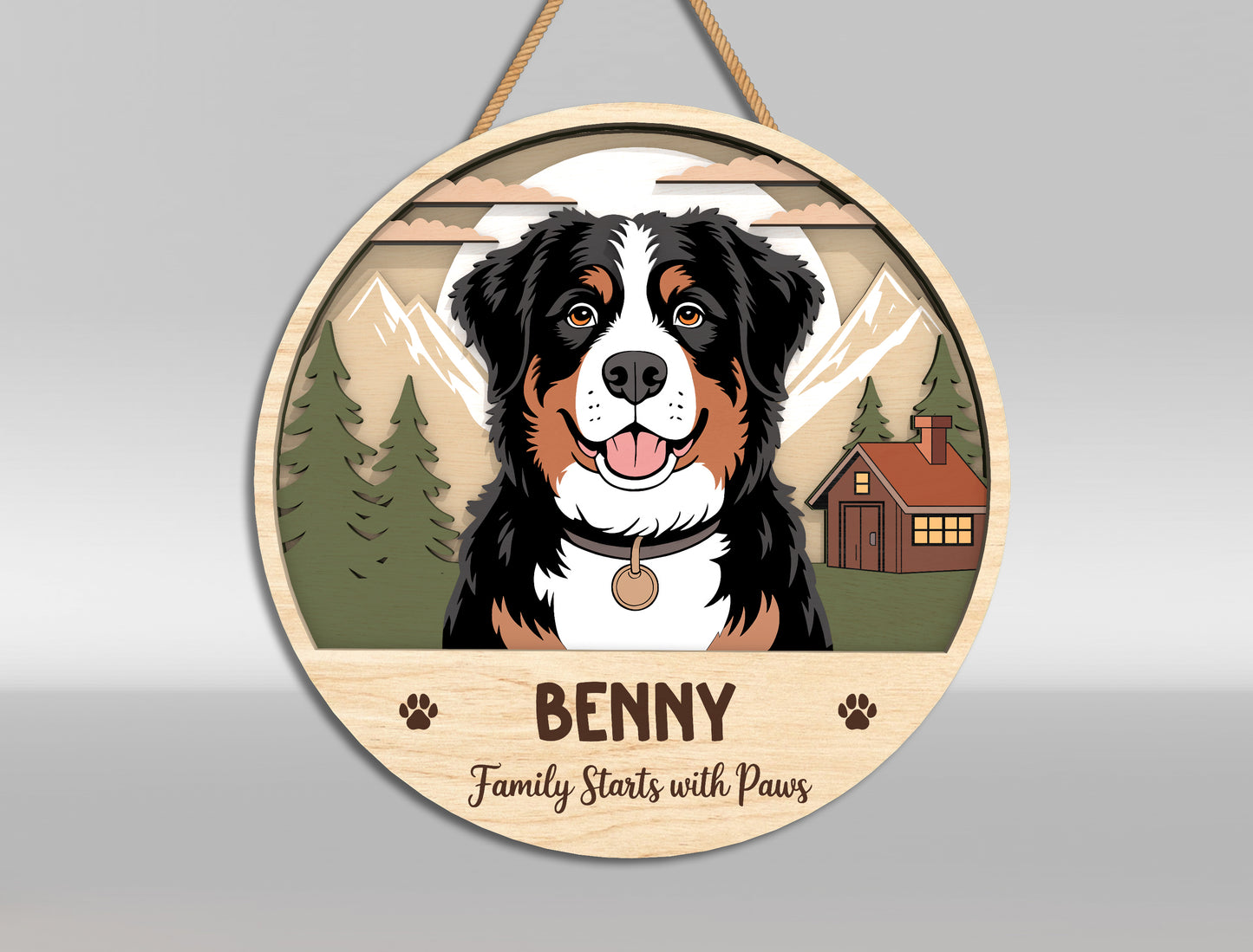 Personalized Dog Door Sign SVG Bundle Custom Pet Portrait Decor Laser Cut File for xTool