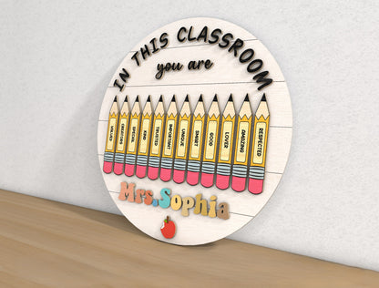 Personalized Classroom Door Sign SVG for Glowforge and LightBurn