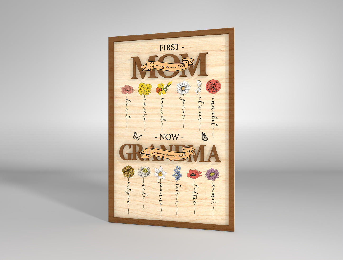 Birth Month Flower Frame SVG Mom to Grandma Bundle for LightBurn