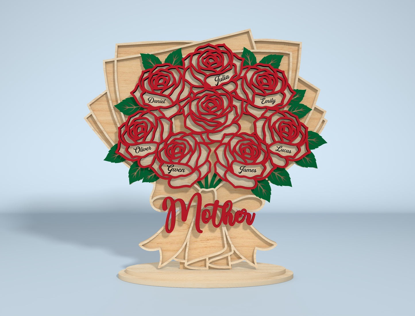 Personalized Rose Bouquet Stand Sign SVG for xTool and LightBurn