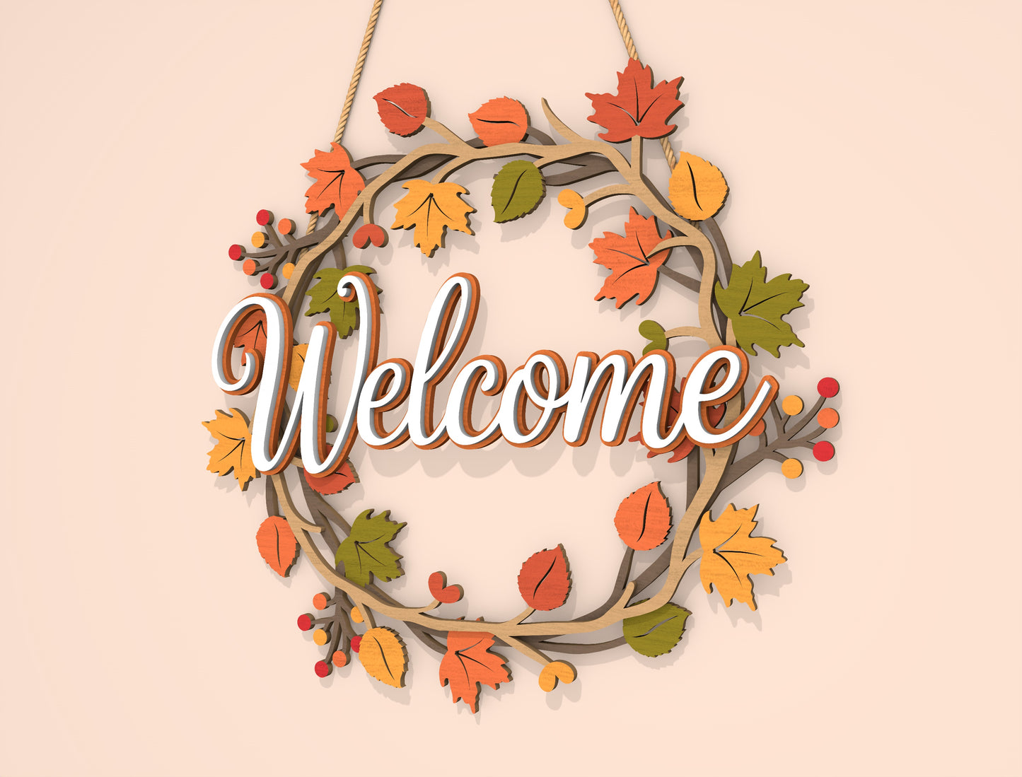 Welcome Fall Wreath SVG Set for Glowforge xTool LightBurn 2 Designs