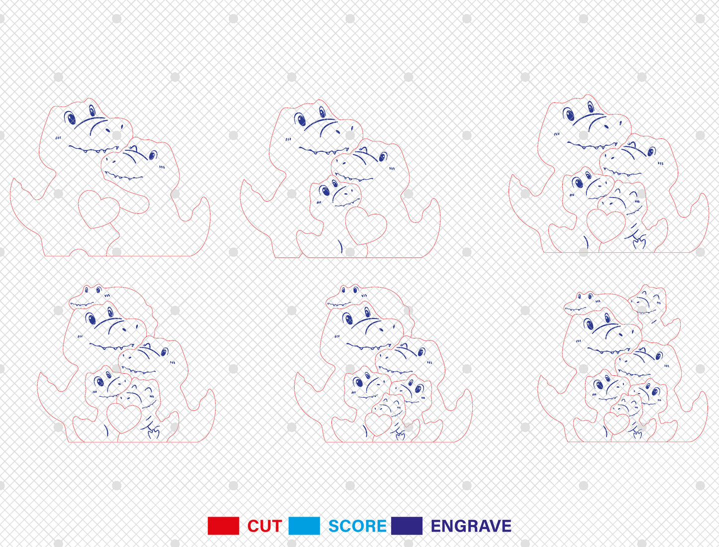 Personalized Family Crocodile Puzzle SVG Laser Cut File for Glowforge and LightBurn