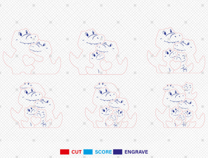 Personalized Family Crocodile Puzzle SVG Laser Cut File for Glowforge and LightBurn