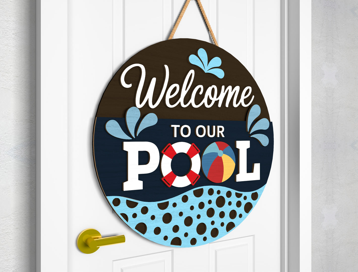 Pool Party Door Hanger SVG Bundle for Glowforge and LightBurn