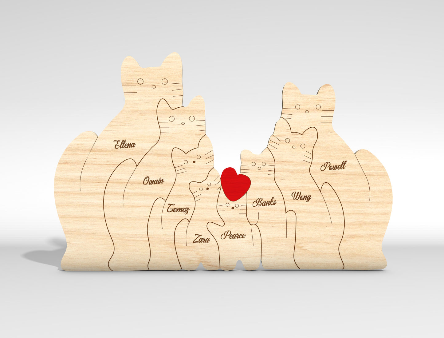 Personalized Couple Cat Puzzle Sign SVG for Glowforge and xTool