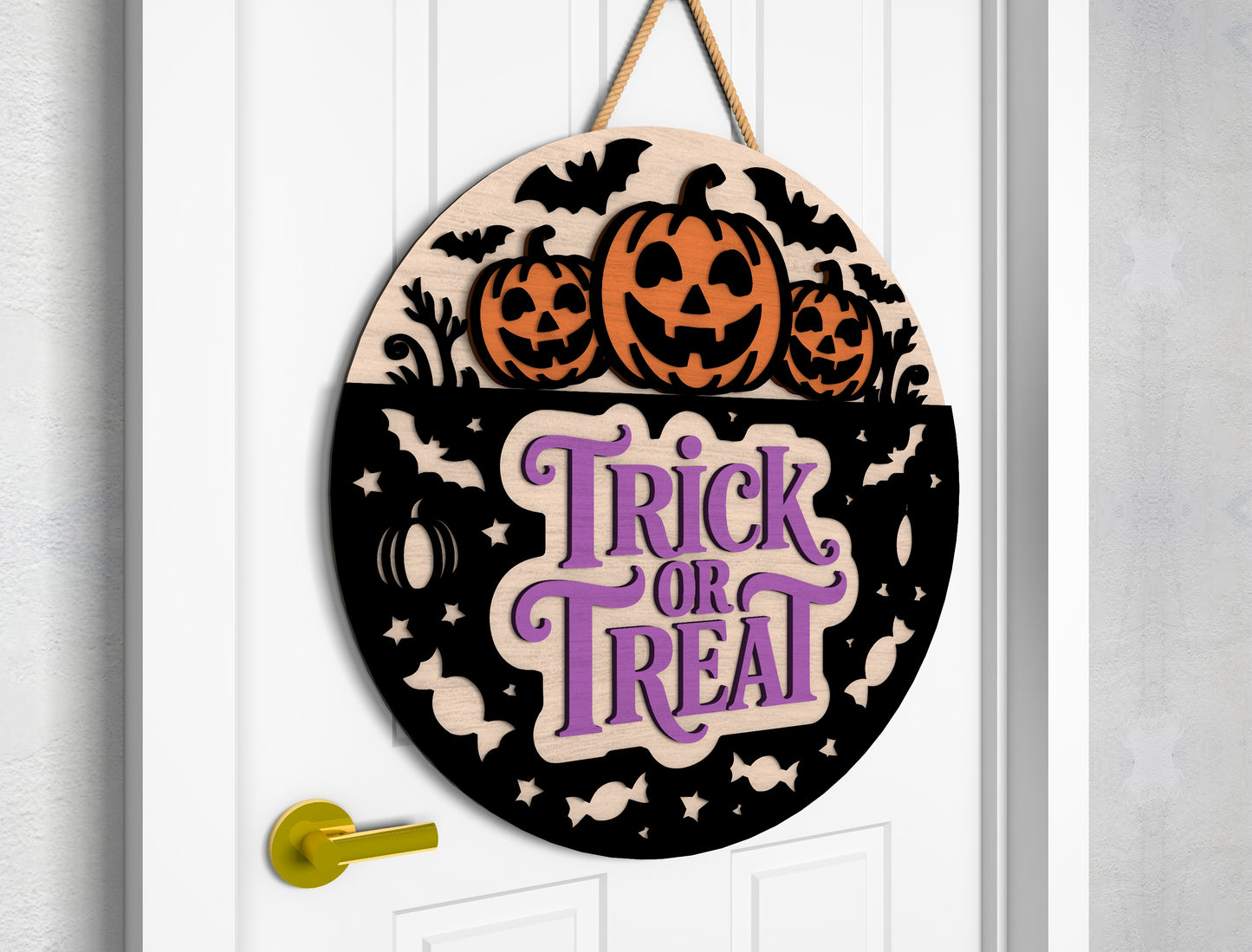 2 Halloween Pumpkin Door Sign SVG Ghost Laser Cut Bundle for xTool