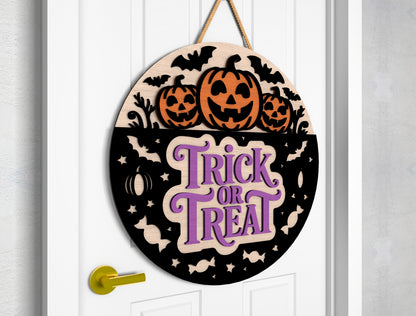 2 Halloween Pumpkin Door Sign SVG Ghost Laser Cut Bundle for xTool