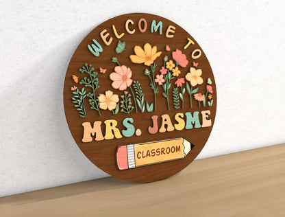 Personalized 3D Teacher Door Sign SVG Bundle Classroom Decor Laser Cut File for xTool