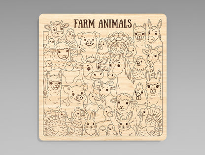 Animal Puzzle Board SVG Bundle for Glowforge xTool LightBurn Kids Educational Puzzle