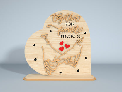 Personalized Holding Hands Heart Laser Cut File Bundle | Romantic Couple Decor | Valentine Wooden Art | Glowforge, xTool, LightBurn, etc.