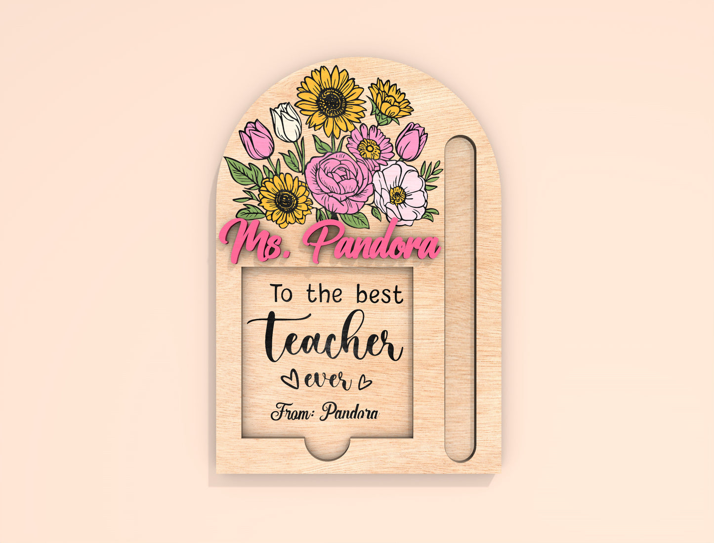 Personalized Teacher Sticky Note Holder SVG Bundle Laser Cut File for Glowforge and LightBurn