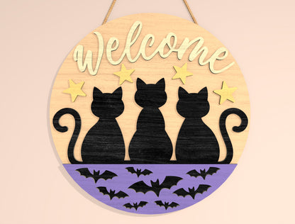 Halloween Welcome Door Hanger SVG Bundle for Glowforge xTool LightBurn