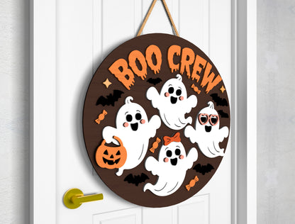 2 Witch and Ghost Halloween Door Sign SVG Laser Cut Bundle for LightBurn