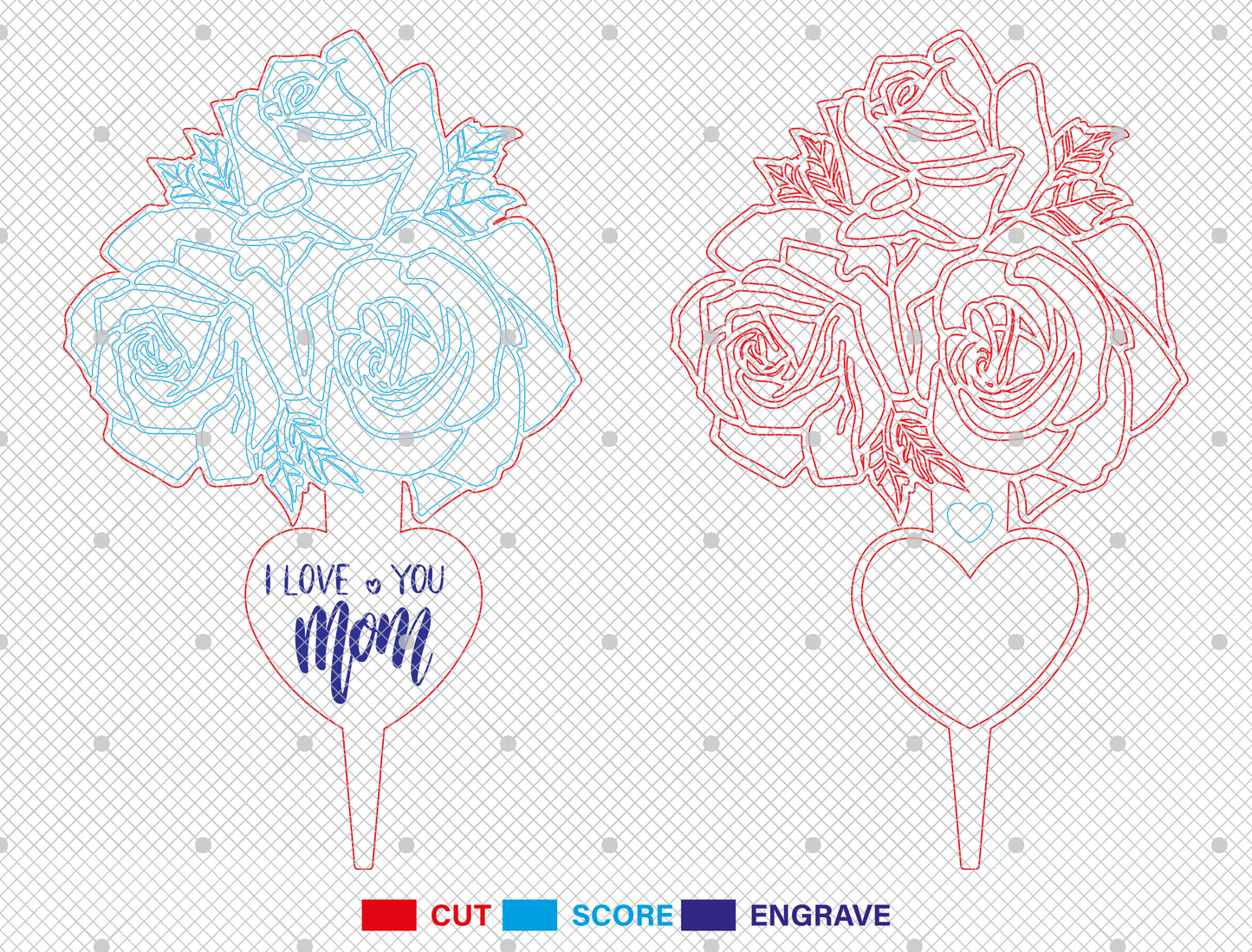 Rose Bouquet Plant Stake SVG Mother's Day Garden for Glowforge