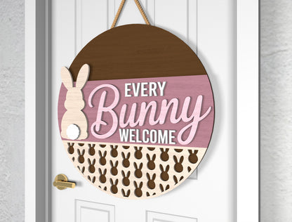 Minimal Easter Door Sign SVG Bunny Pastel Egg Lettering for LightBurn and xTool