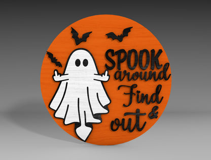 Ghost Spooky Door Hanger SVG Bundle for Glowforge xTool LightBurn 7 Designs