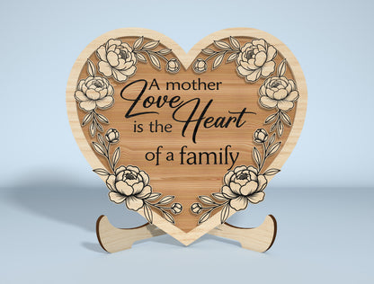 Floral Engraved Heart Stand Sign SVG Bundle for Glowforge
