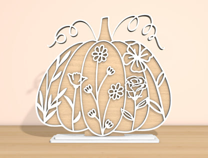 Floral Pumpkin & Gourd SVG Bundle Laser Cut File | Fall Tabletop Decor | Elegant Botanical Style | Glowforge, xTool, LightBurn, etc.