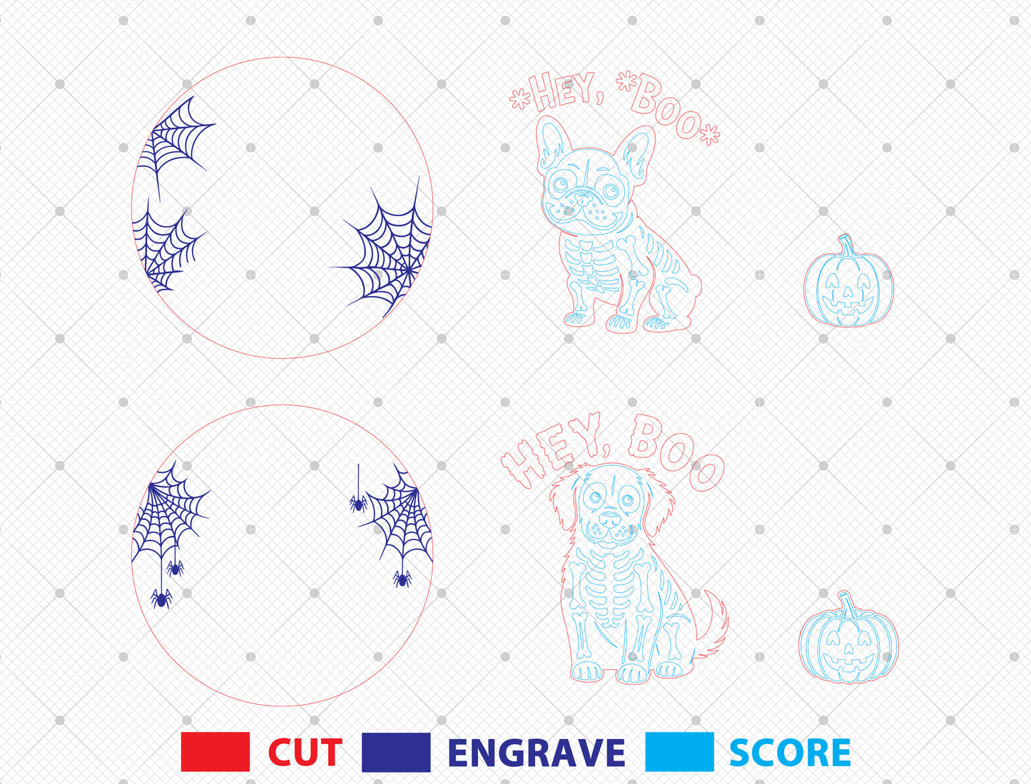 Skeleton Dog Halloween Door Sign SVG Bundle Laser Cut File for Glowforge