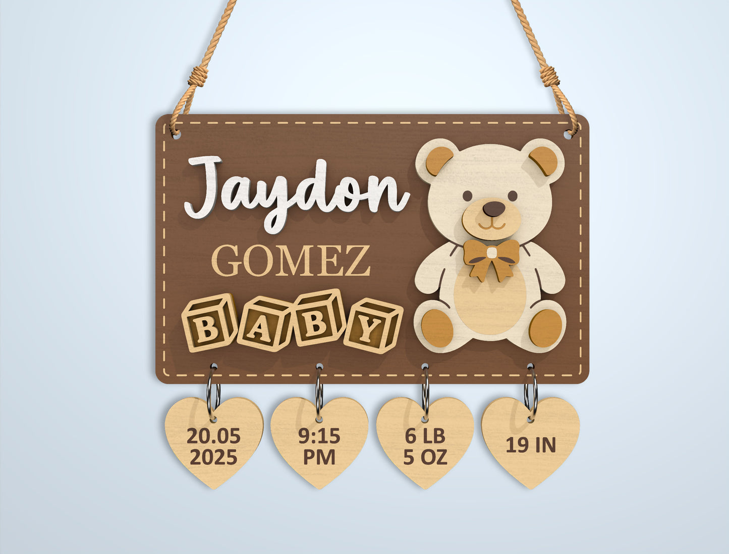 Baby Birth Stats Sign Bundle SVG File for Glowforge and xTool