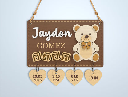 Baby Birth Stats Sign Bundle SVG File for Glowforge and xTool