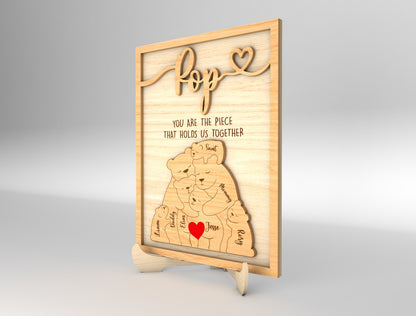 Personalized Pop Bear Puzzle SVG Laser Cut File for Glowforge and LightBurn