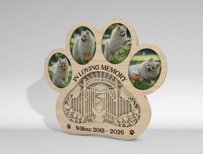 Pet Memorial Multilayer Photo Frame SVG Paw Decor Laser Cut File for Glowforge