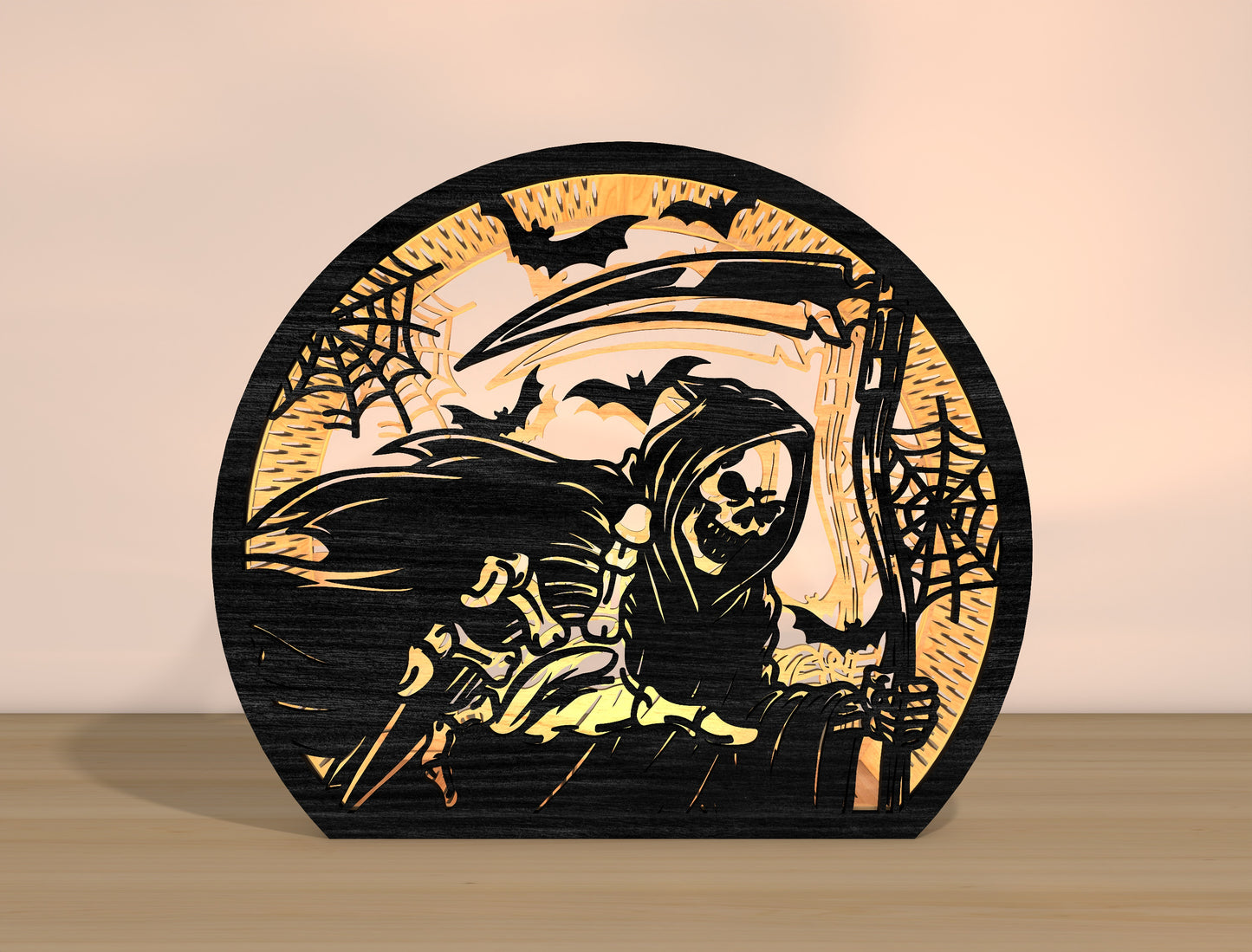 Halloween Grim Reaper Lantern SVG Bundle Laser Cut File | Spooky Skeleton Light Decor | Gothic Shadow Lantern | Glowforge, xTool, LightBurn, etc.