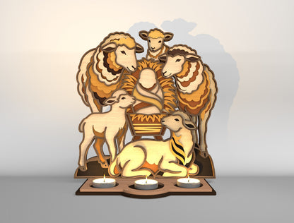 Nativity Candle Holder SVG Bundle 10 Designs Glowforge xTool