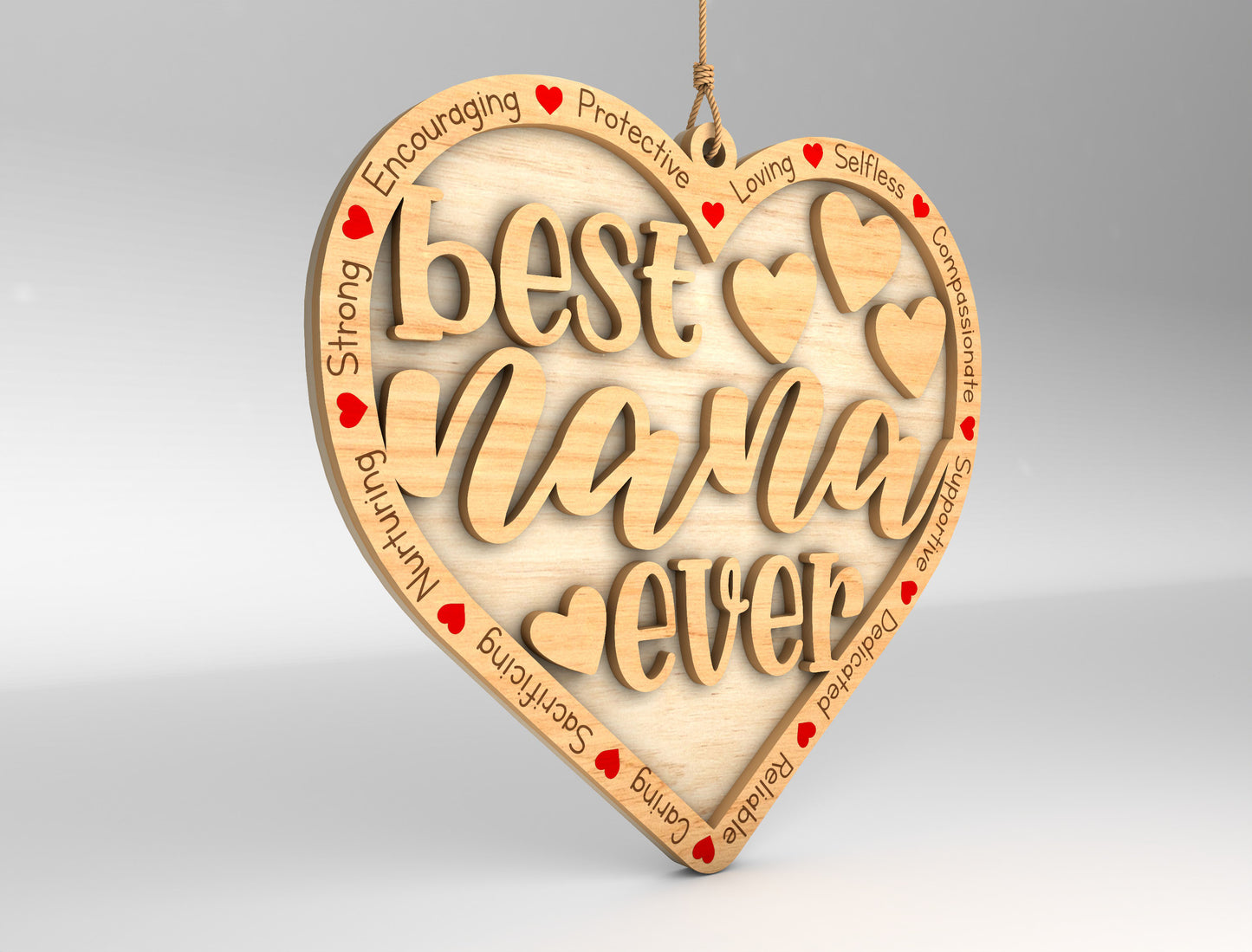 Best Nana Ever Heart Ornament SVG for LightBurn and xTool