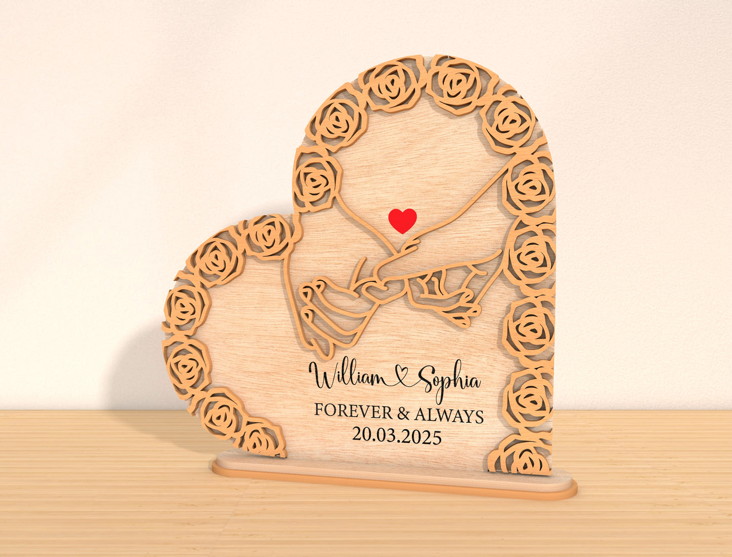 Mom Rose Heart Sign SVG Mother's Day Floral Plaque for Glowforge