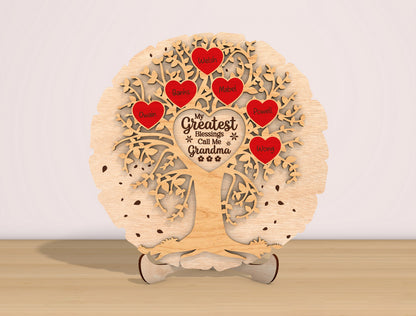Grandma Family Tree SVG My Greatest Blessings for Glowforge and xTool